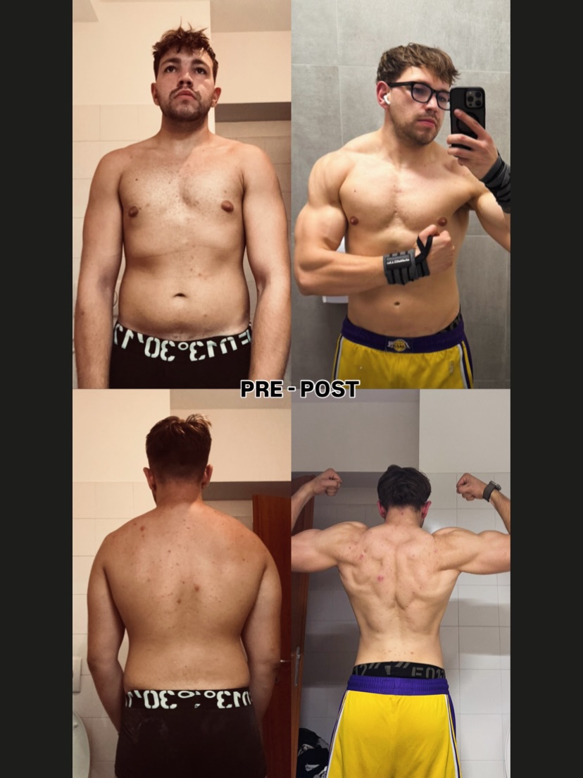 Pre e post di un atleta Tunnel Vision: da fisico morbido ad addome definito e spalle piene